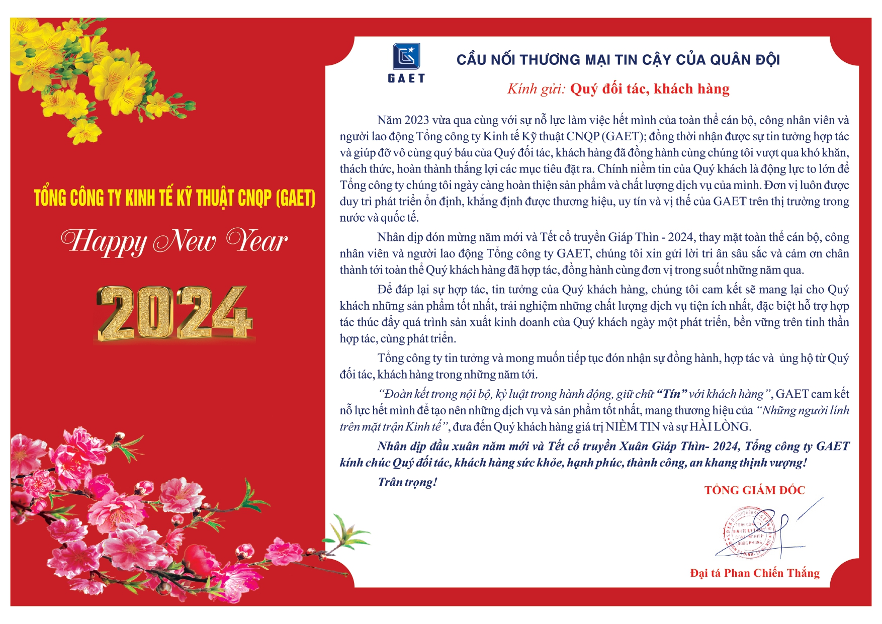 GAET cam kết mang đến niềm tin và sự hài lòng của khách hàng